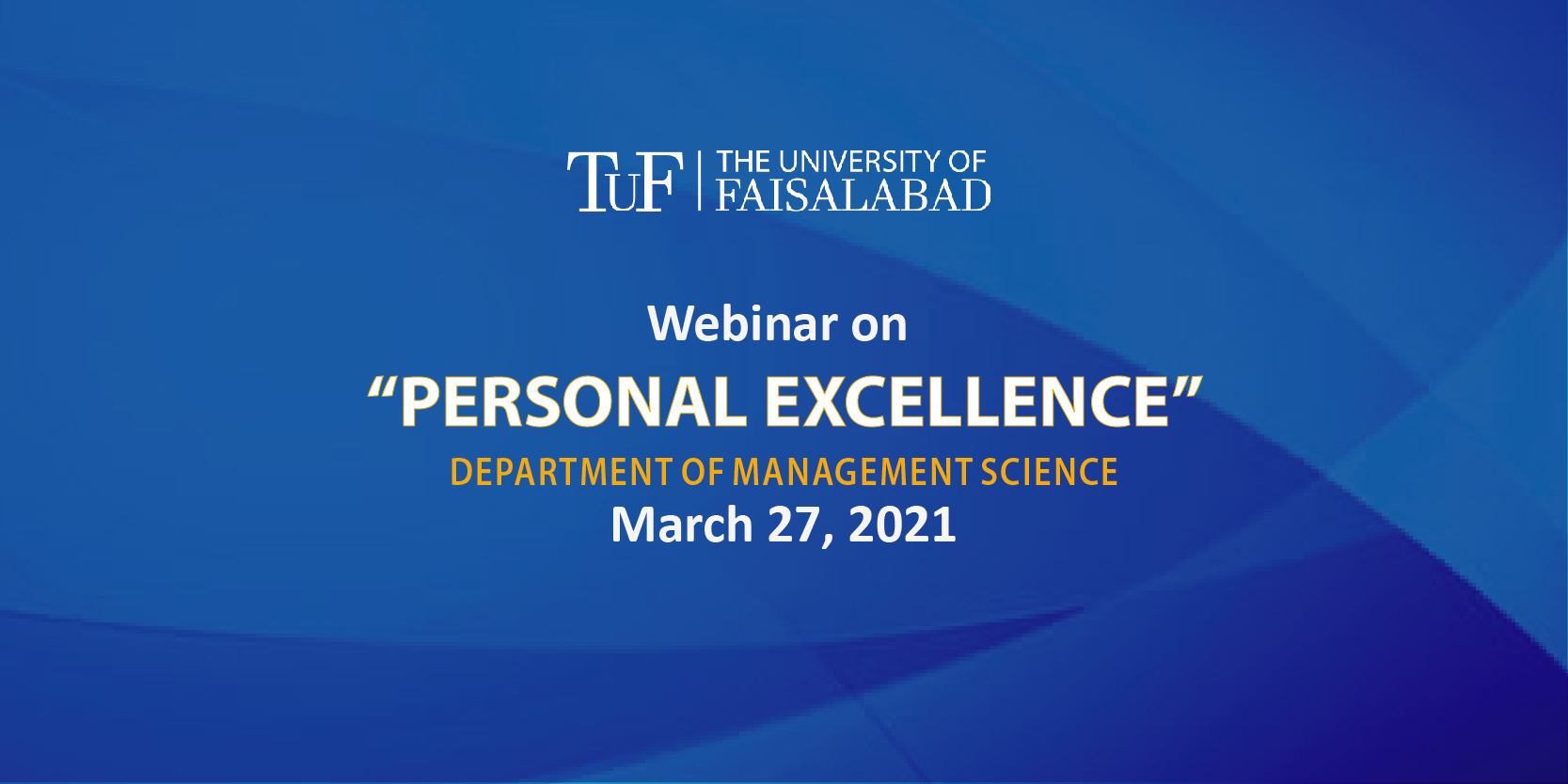 WEBINAR ON “PERSONAL EXCELLENCE”