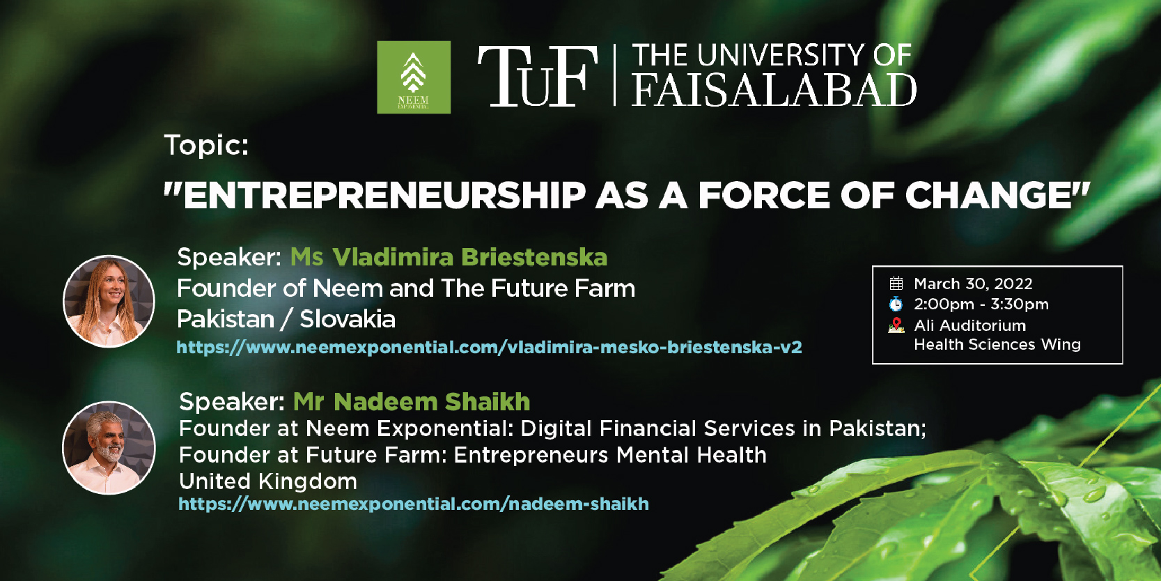 "Entrepreneurship as a force of change"