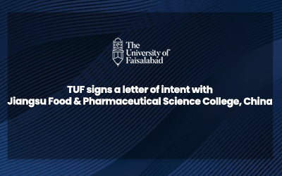 TUF signs a letter of intent with Jiangsu Food & Pharmaceutical Science College, China.