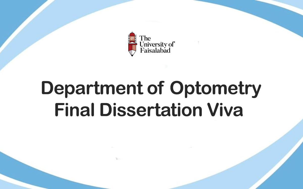 Department of Optometry Final Dissertation Viva