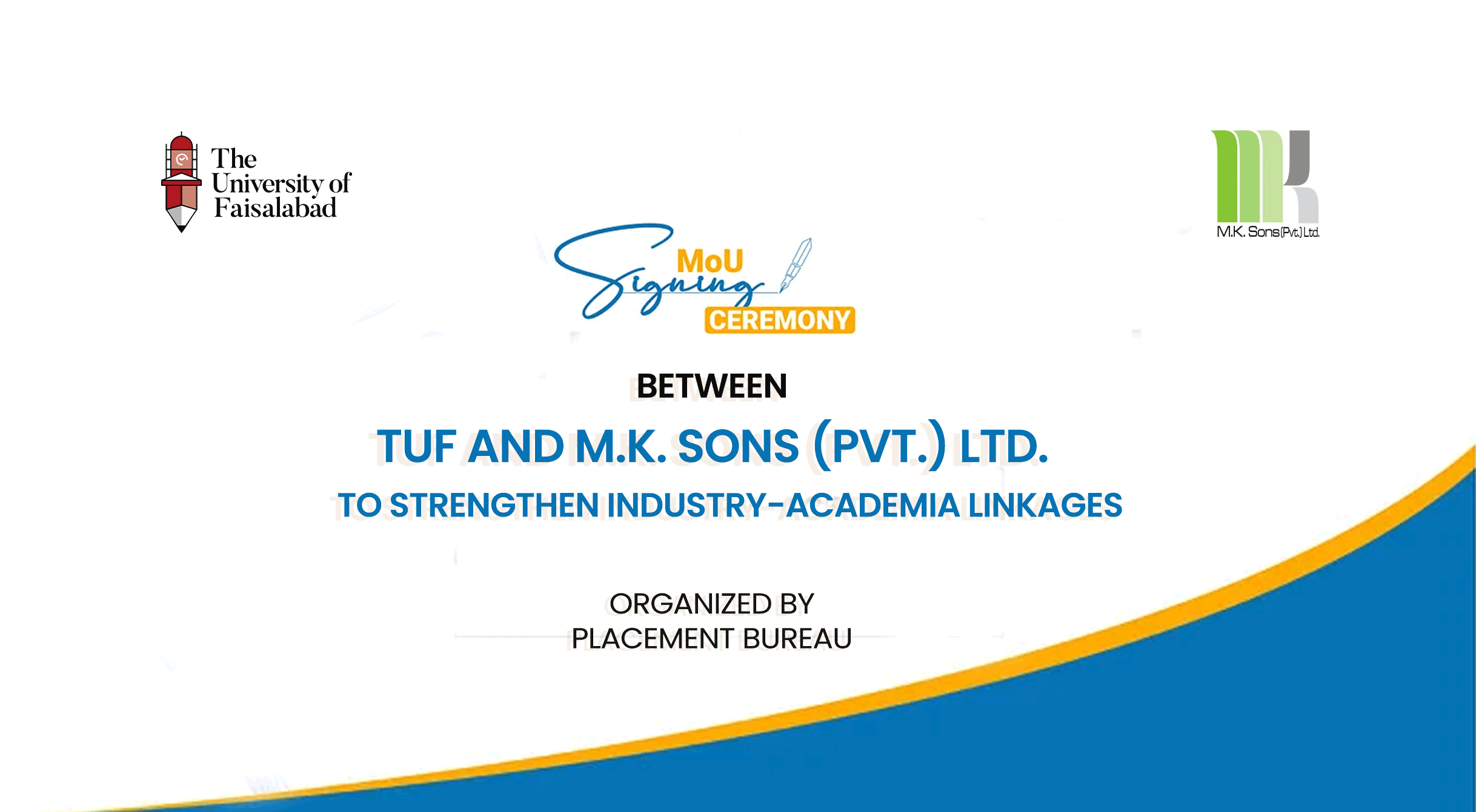TUF Signs MoU with M.K. Sons (Pvt.) Ltd. to Strengthen Industry-Academia Linkages