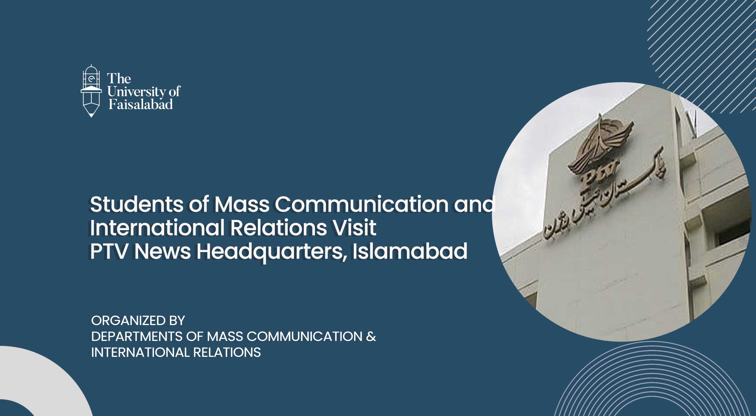 Students of Mass Communication and International Relations Visit PTV News Headquarters, Islamabad