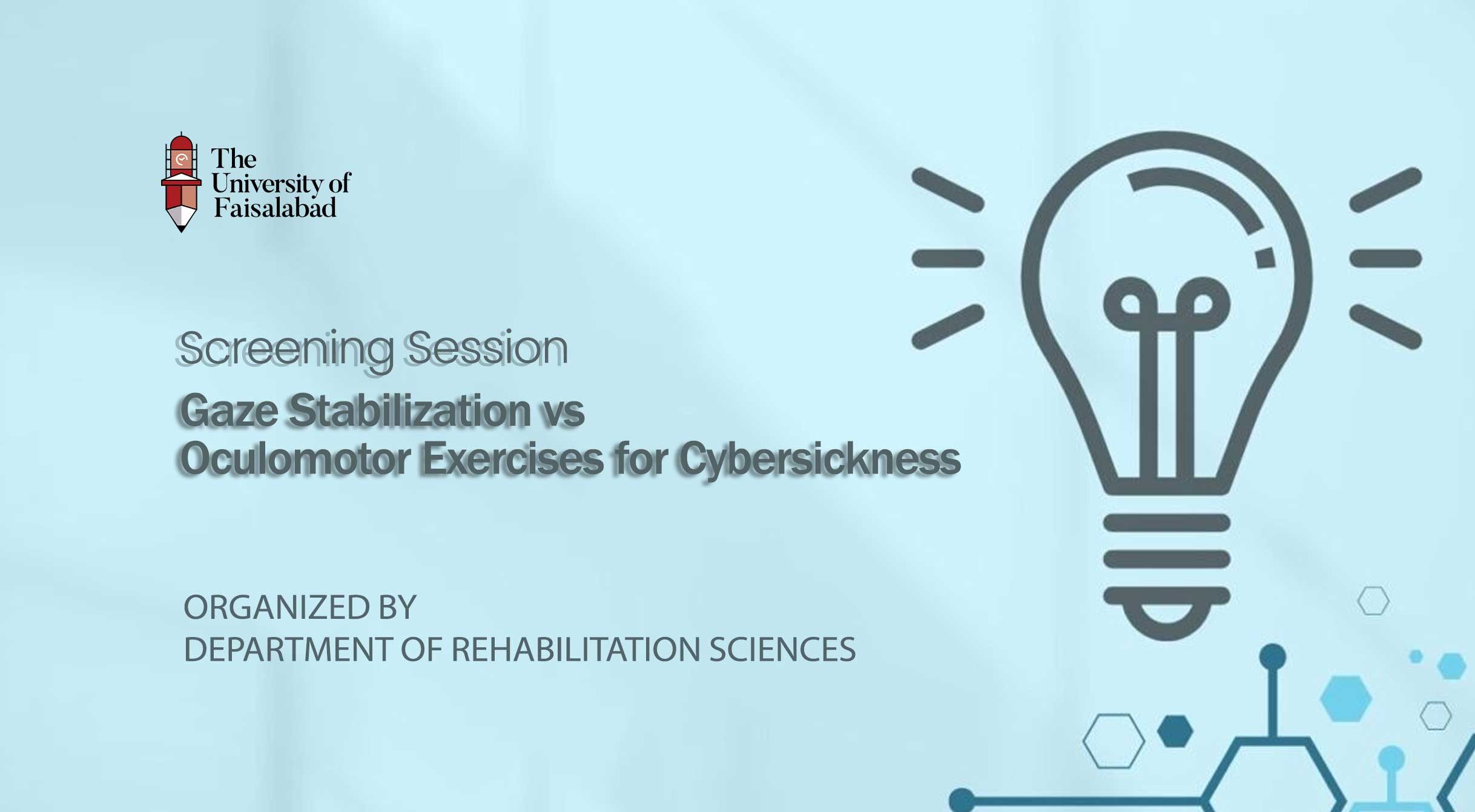 Screening Session: Gaze Stabilization vs Oculomotor Exercises for Cybersickness